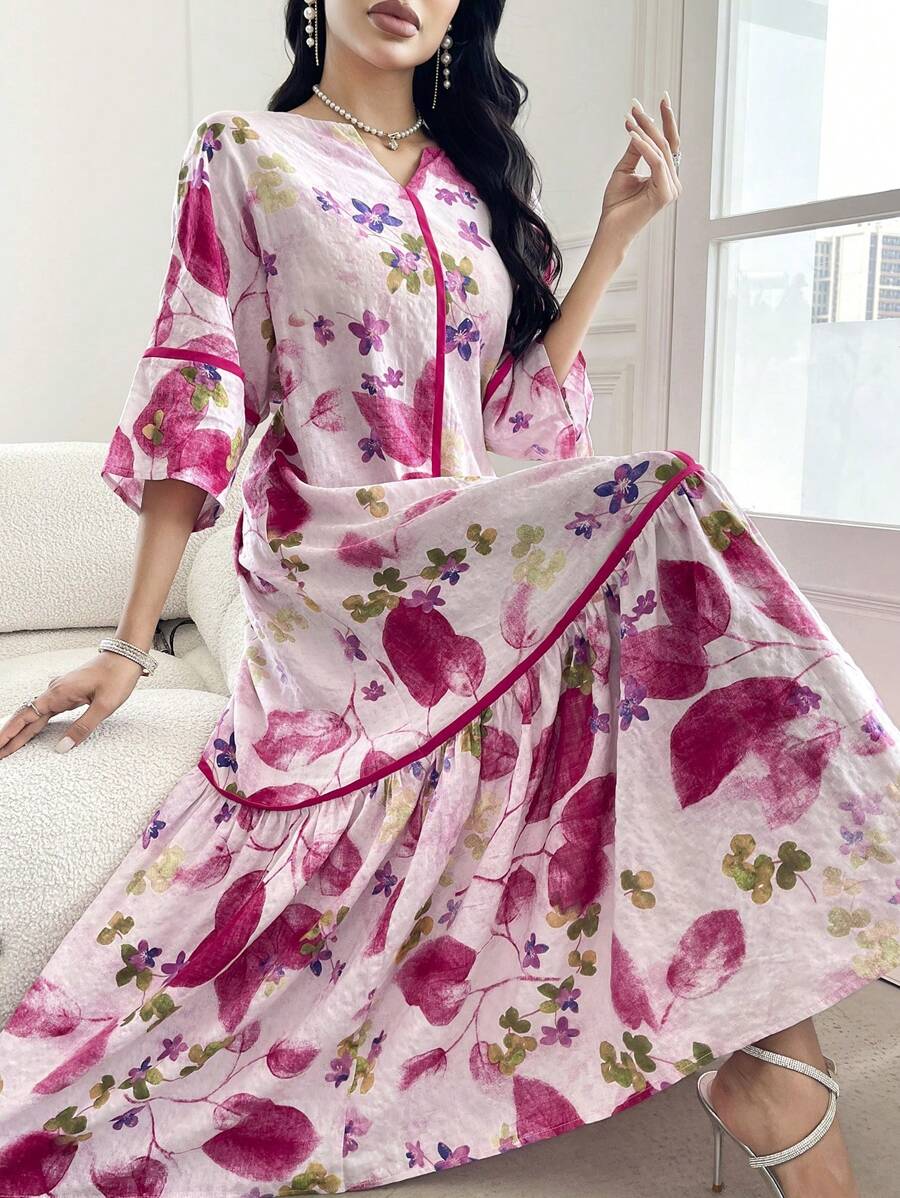 Leah™ | Floral Print Ruffle Dress