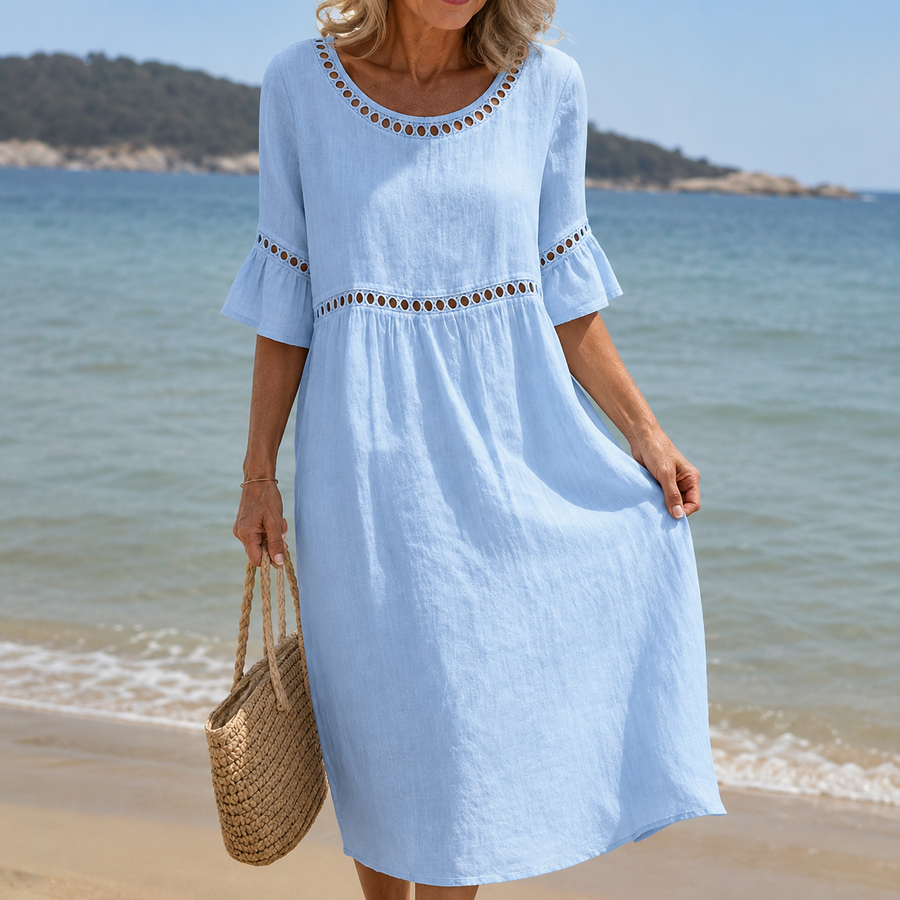 Helene | Long Linen Dress with Tummy Flattening Effect