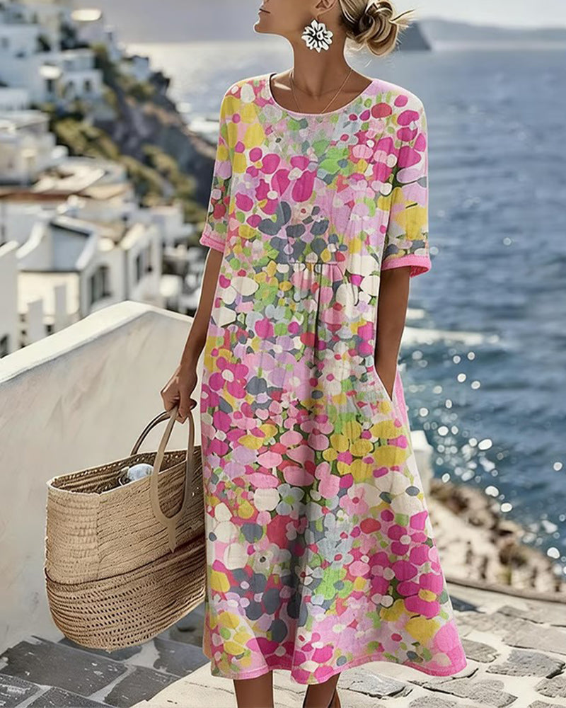 Elena | Loose and Lightweight Floral Midi Dress