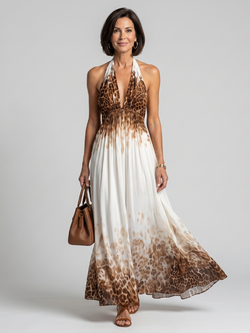 Ivy & Grace Pleated White Midi Dress