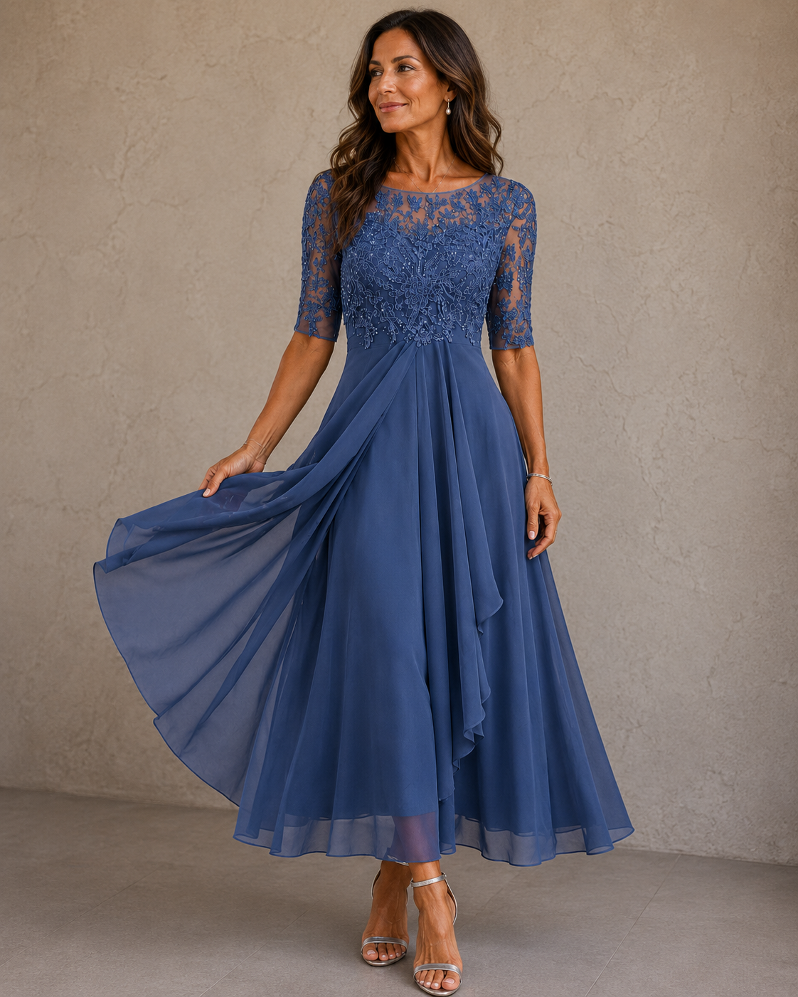 ABELLA™ | LACE AND CHIFFON DRESS