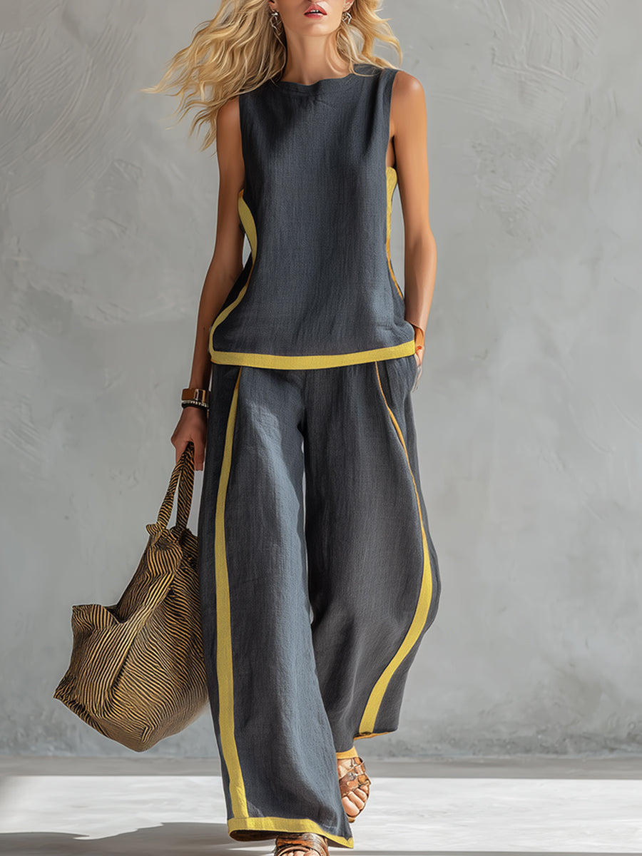 Marie – Complete vest and trousers in two-tone grey