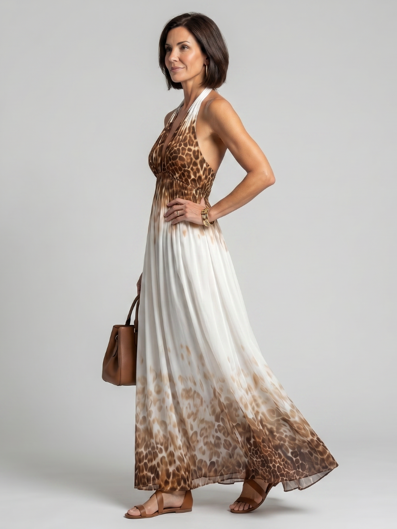 Ivy & Grace Pleated White Midi Dress