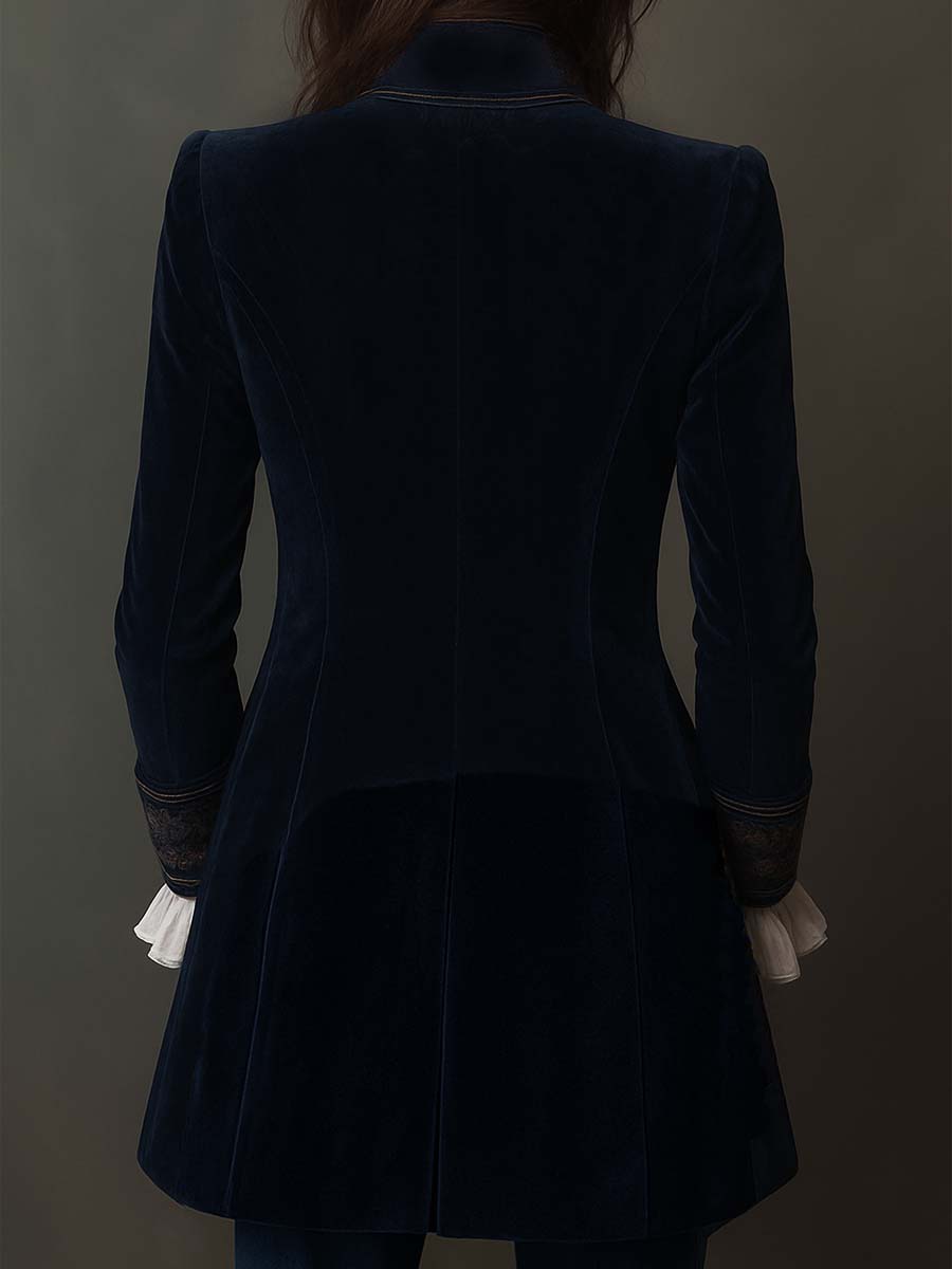Odette™ | Embroidered Velvet Longline Jacket