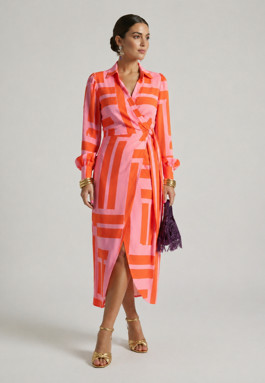 Ivy & Grace™| Printed Wrap Dress