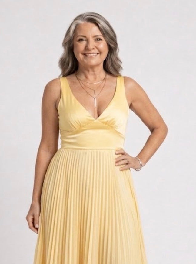 Ivy & Grace™ | Pleated V-Neck Maxi Dress