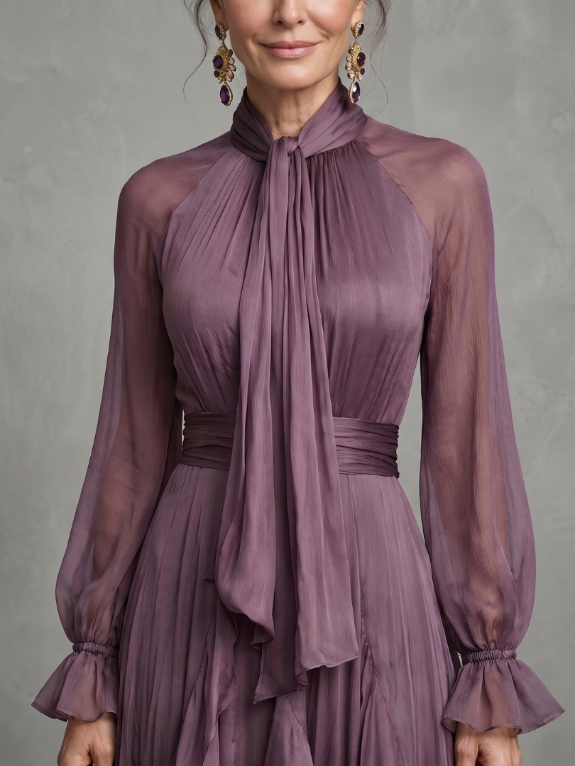 Ivy & Grace Tie Neck Ruffle Tiered Maxi Dress