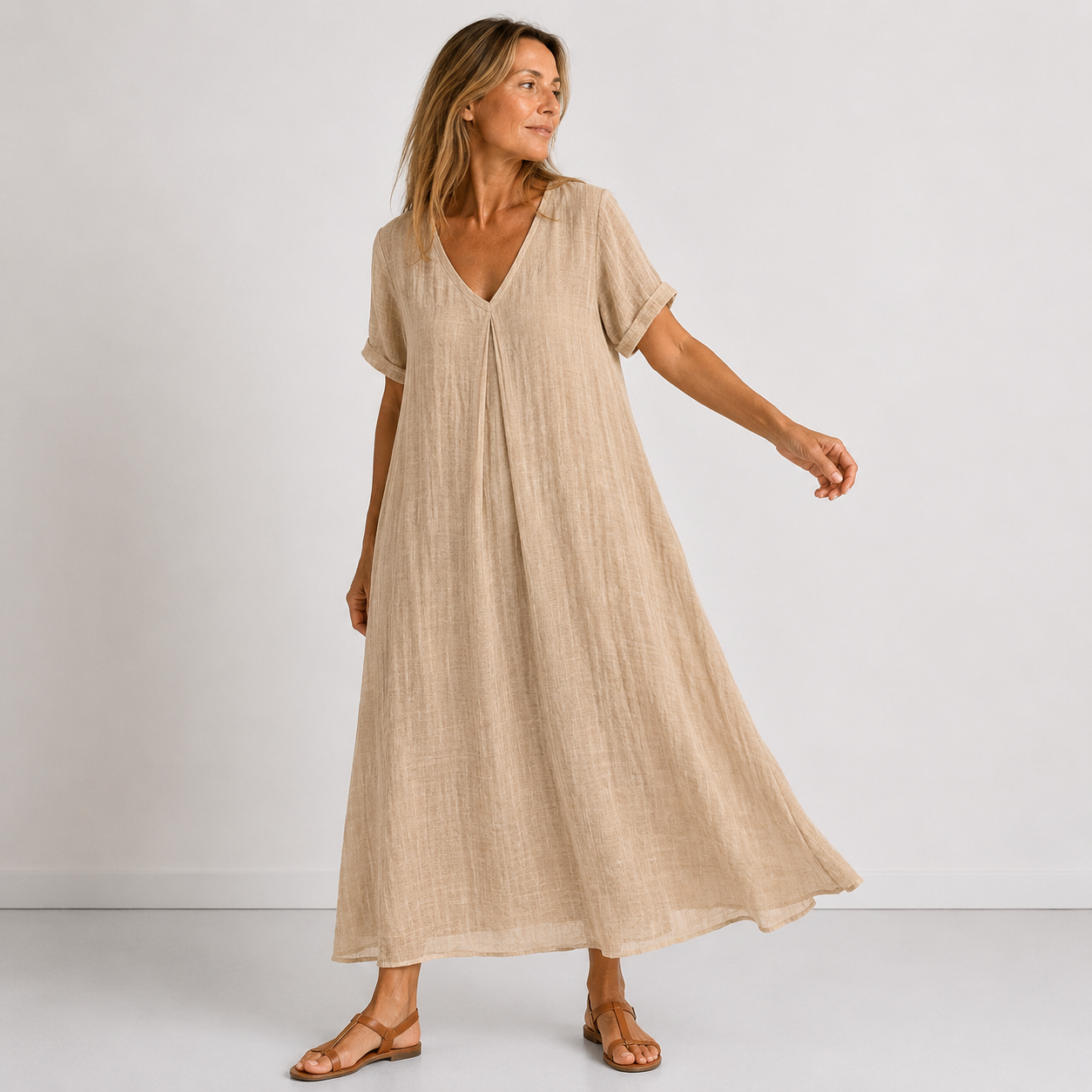 Violette - Long Fluid Linen Dress