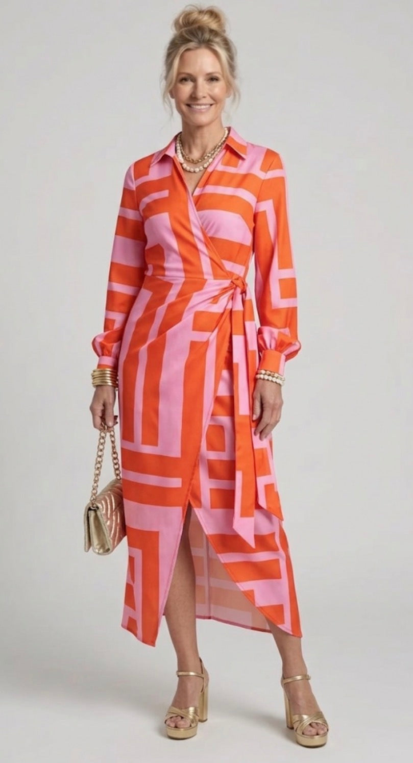 Ivy & Grace™| Printed Wrap Dress