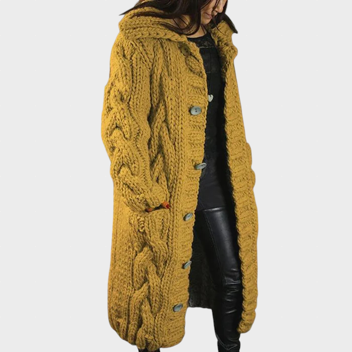 Karina™ | Hooded Cable-Knit Longline Cardigan