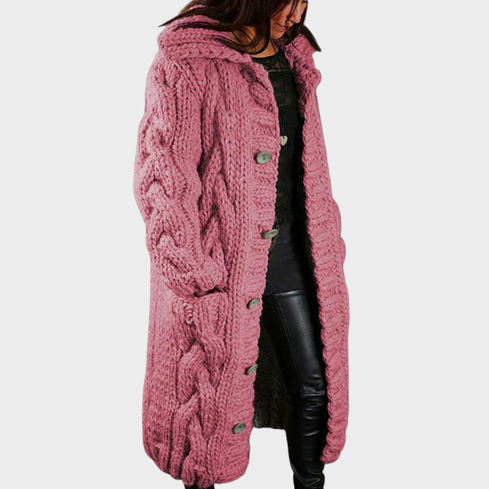 Karina™ | Hooded Cable-Knit Longline Cardigan