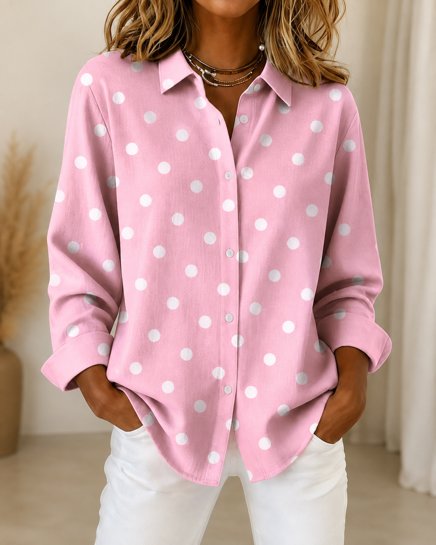 Maelle™ | Polka-Dot Relaxed Button Shirt