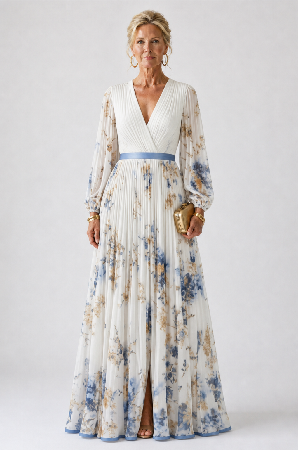 Ivy & Grace™ | Long Sleeve V Neck Floral Maxi Dress