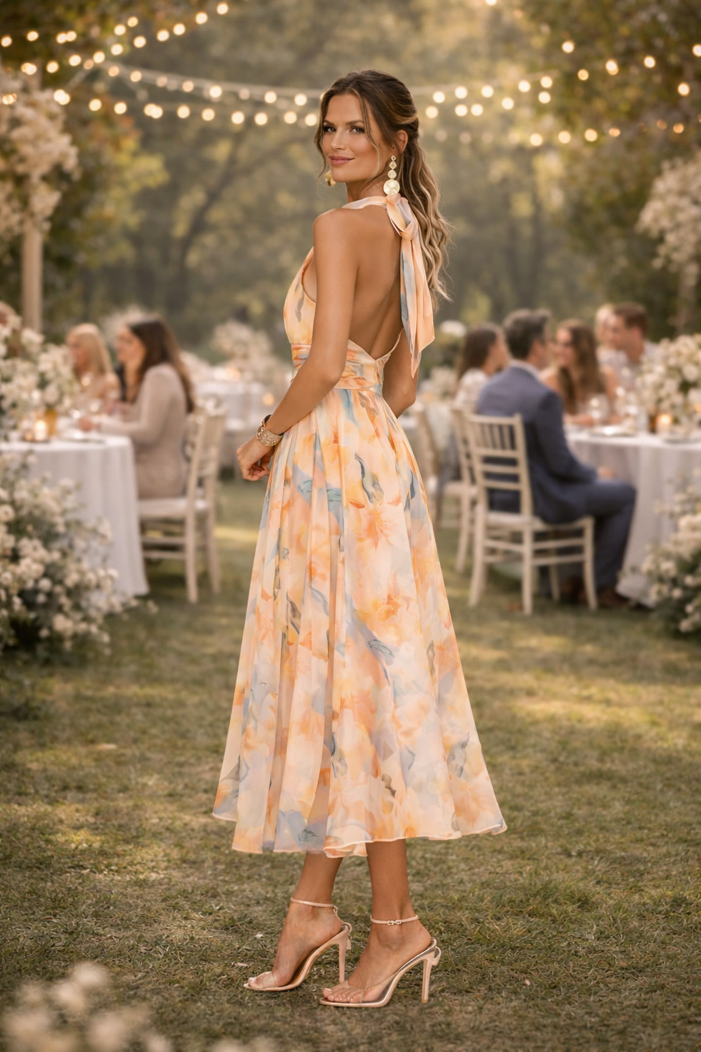 Esther™ | Halter Neck Watercolour Print Dress