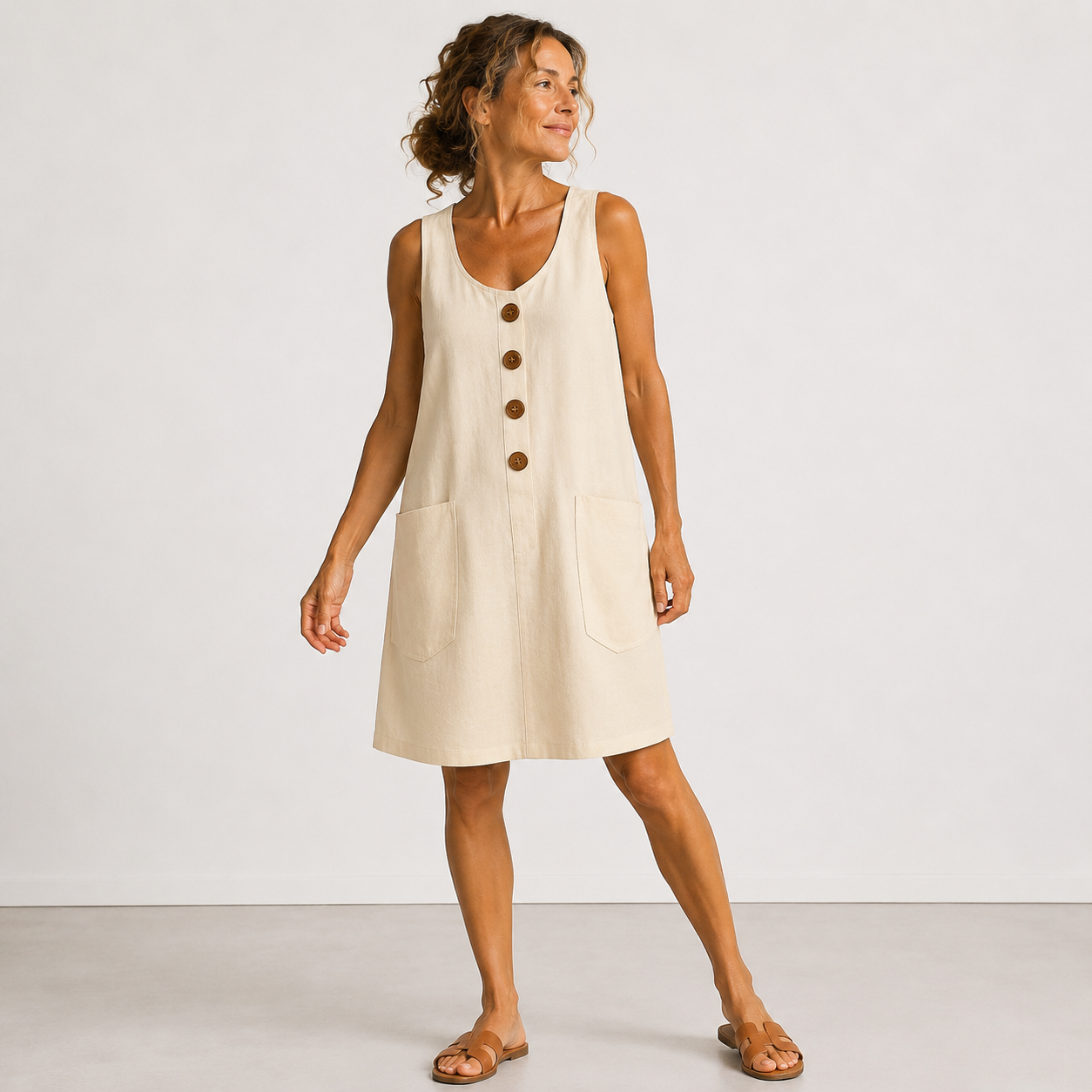 Macey™ | Breezy Cotton-Linen Midi Dress
