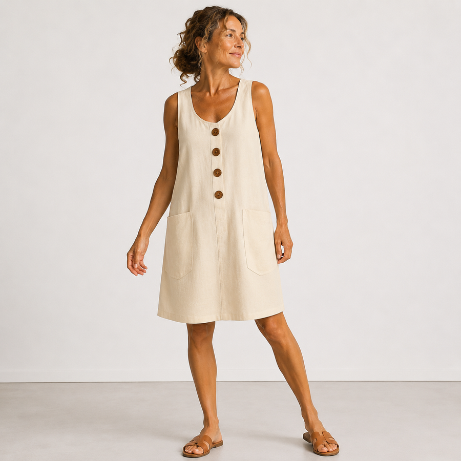 Macey™ | Breezy Cotton-Linen Midi Dress