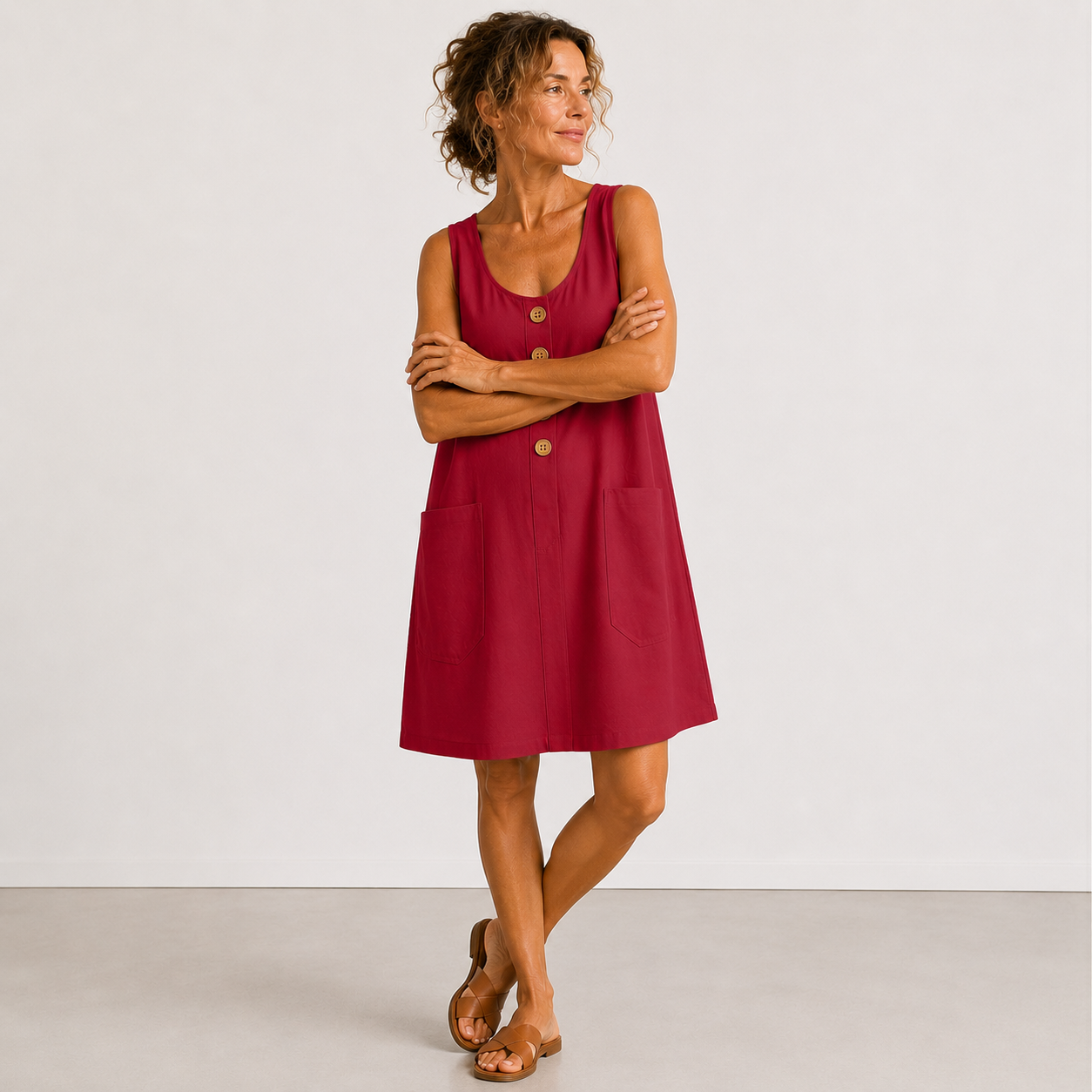 Macey™ | Breezy Cotton-Linen Midi Dress