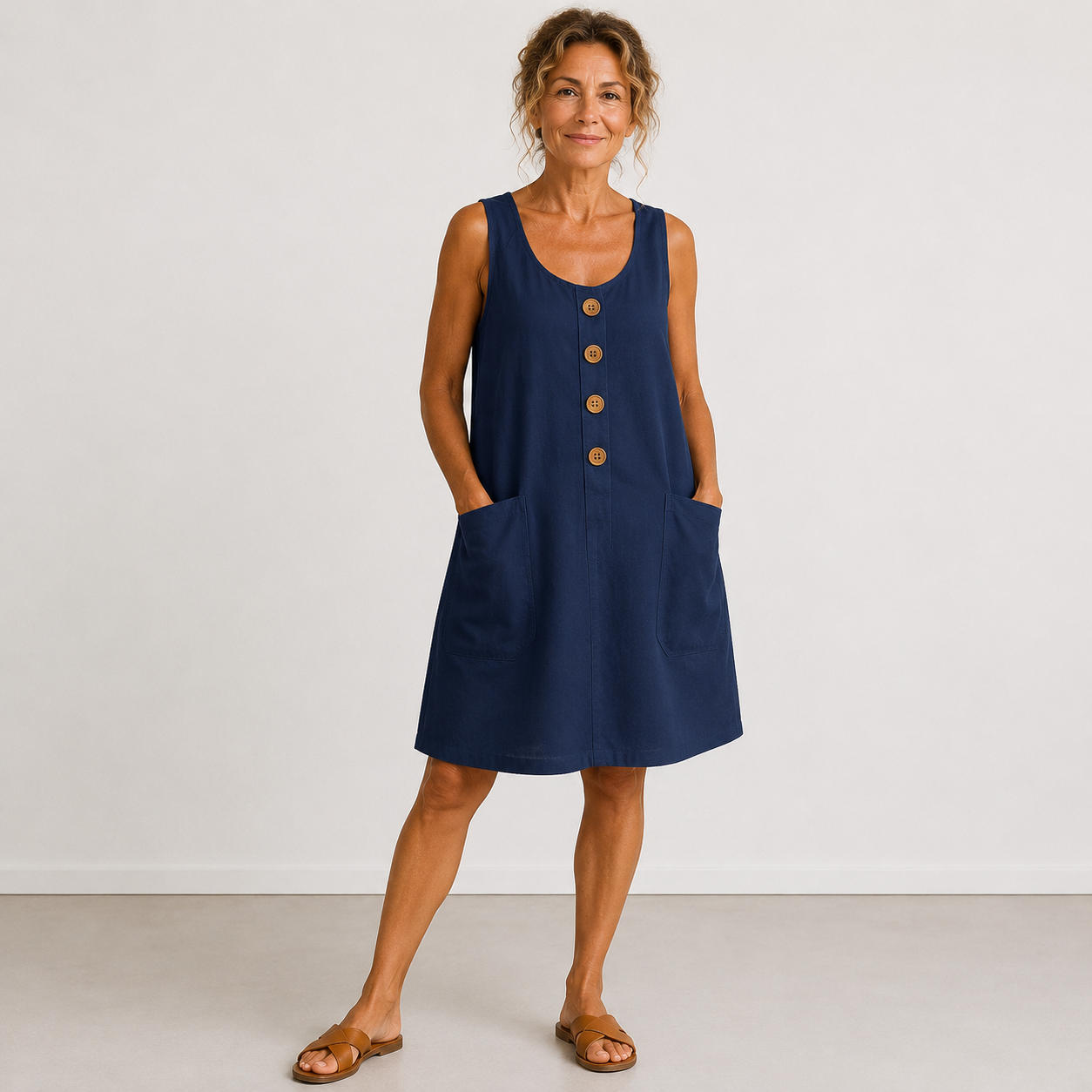 Macey™ | Breezy Cotton-Linen Midi Dress