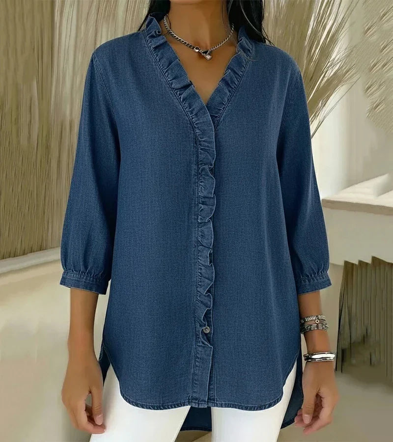 Abigail™ | Relaxed Longline Denim Blouse