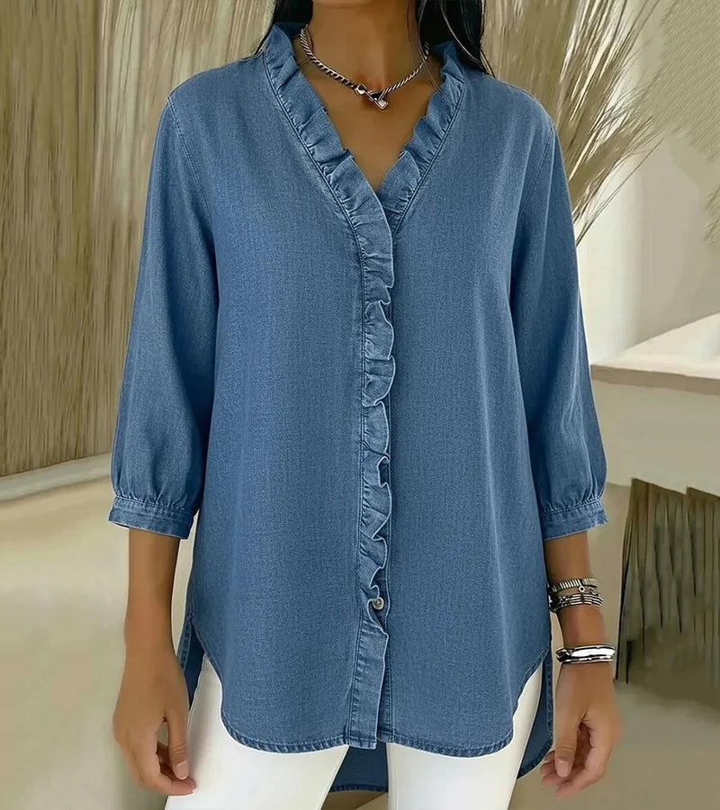 Abigail™ | Relaxed Longline Denim Blouse