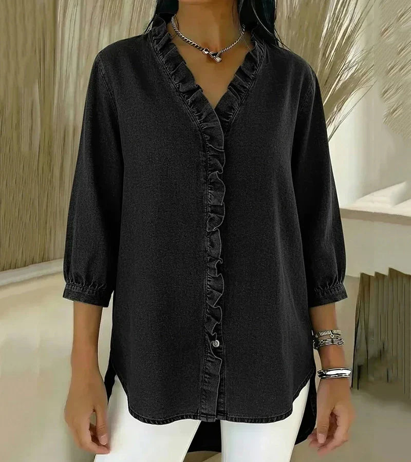 Abigail™ | Relaxed Longline Denim Blouse
