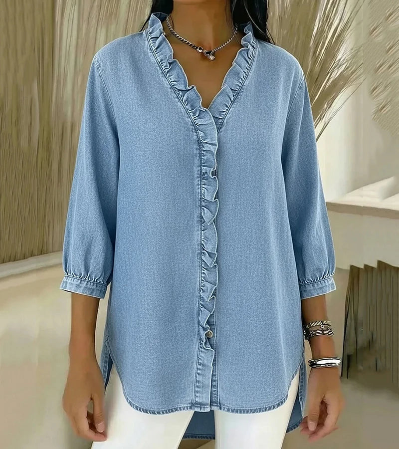 Abigail™ | Relaxed Longline Denim Blouse