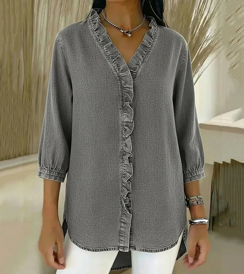 Abigail™ | Relaxed Longline Denim Blouse