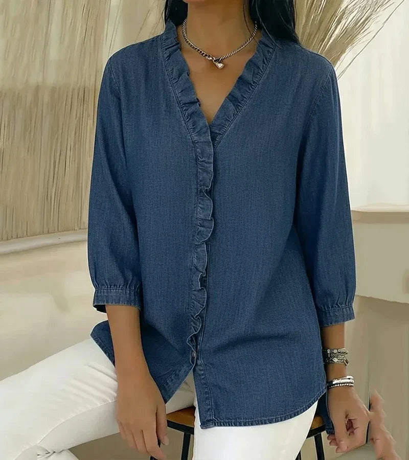Abigail™ | Relaxed Longline Denim Blouse