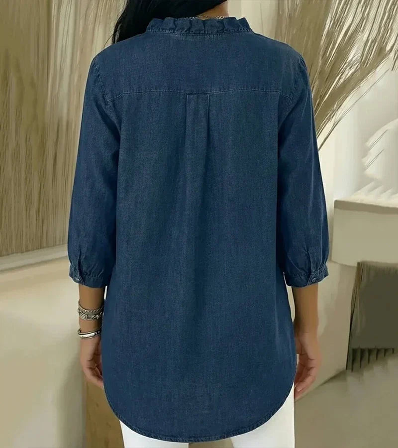 Abigail™ | Relaxed Longline Denim Blouse