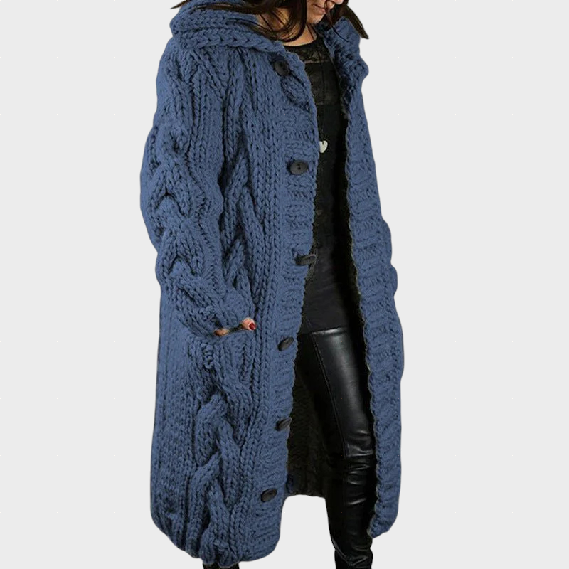 Karina™ | Hooded Cable-Knit Longline Cardigan
