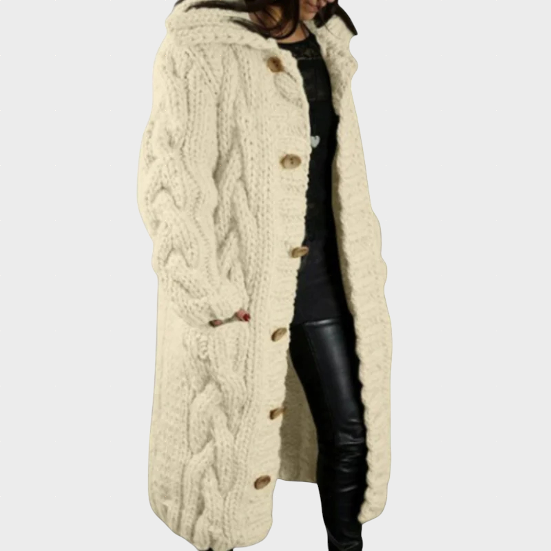 Karina™ | Hooded Cable-Knit Longline Cardigan