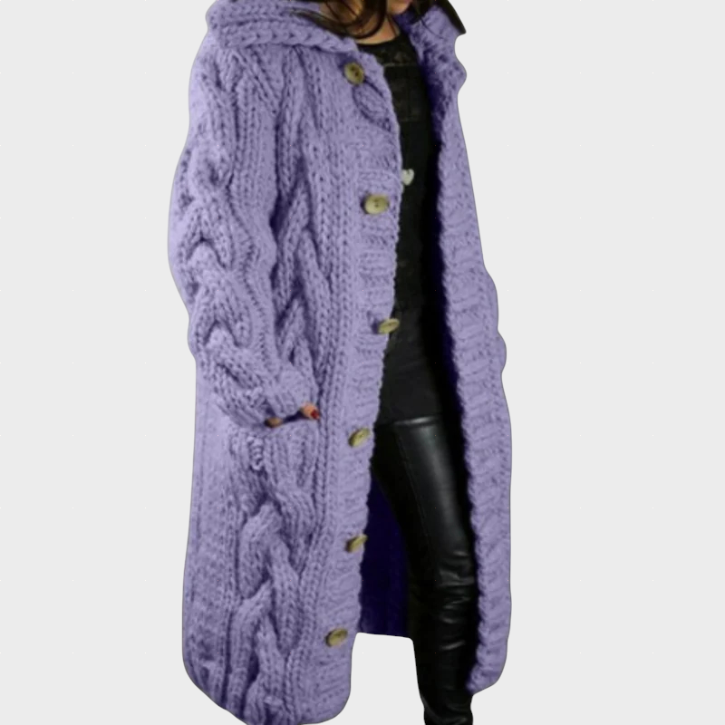 Karina™ | Hooded Cable-Knit Longline Cardigan