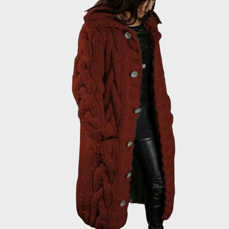 Karina™ | Hooded Cable-Knit Longline Cardigan