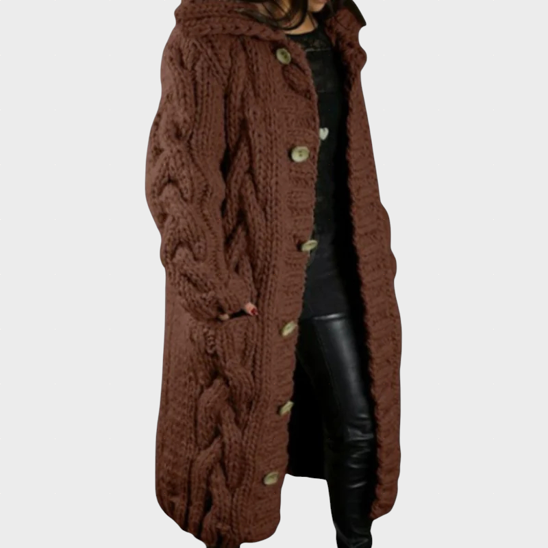 Karina™ | Hooded Cable-Knit Longline Cardigan