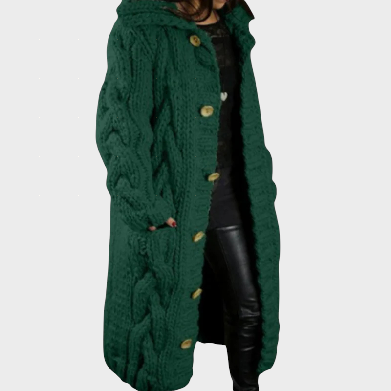 Karina™ | Hooded Cable-Knit Longline Cardigan