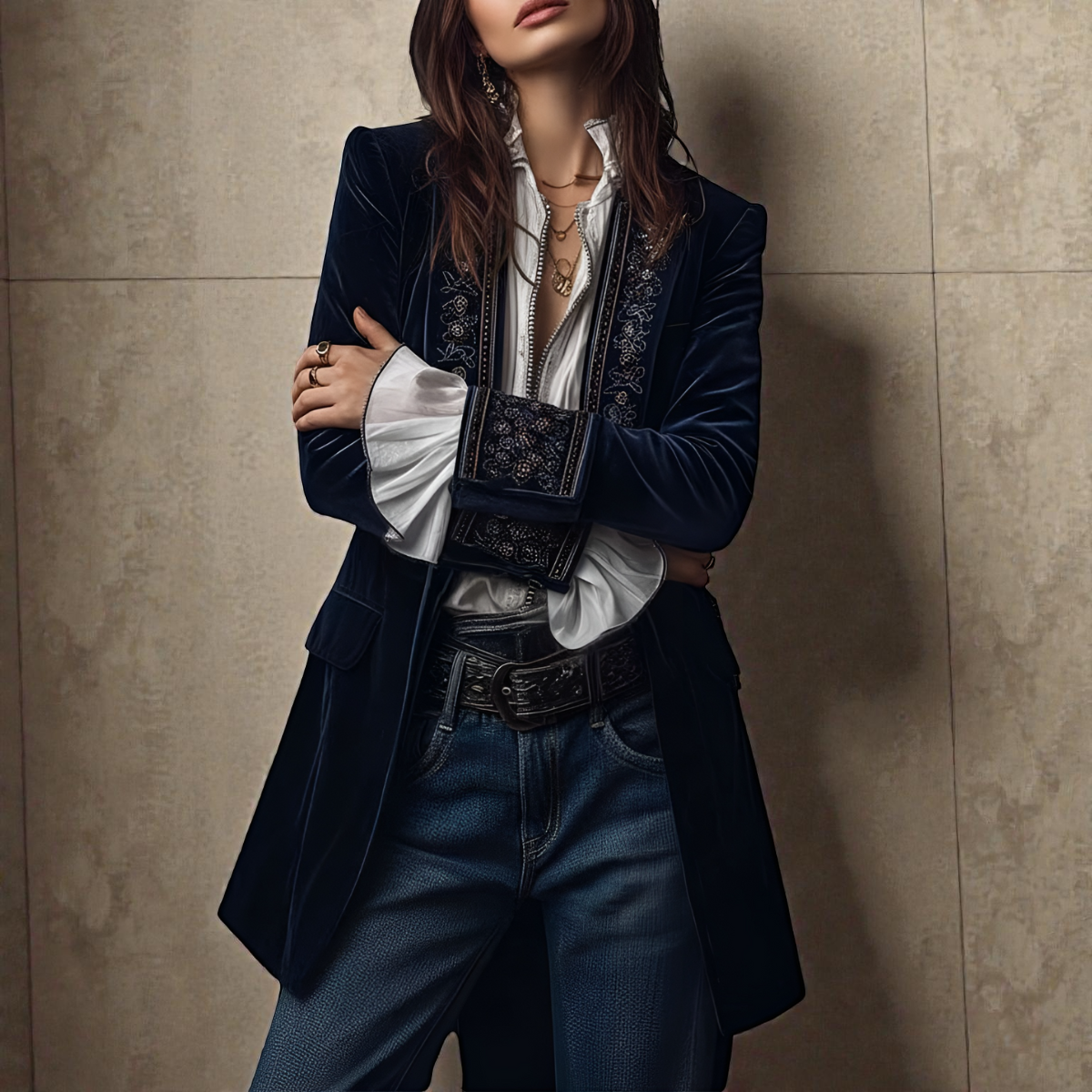 Elena™ | Velvet Statement Blazer