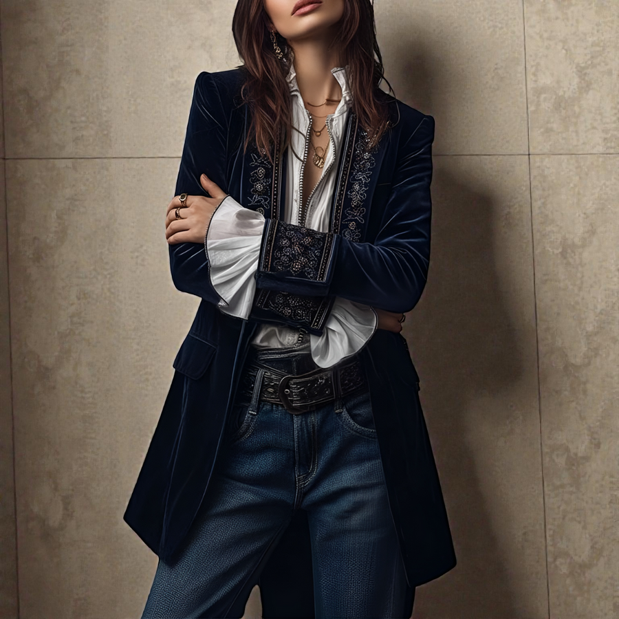 Elena™ | Velvet Statement Blazer