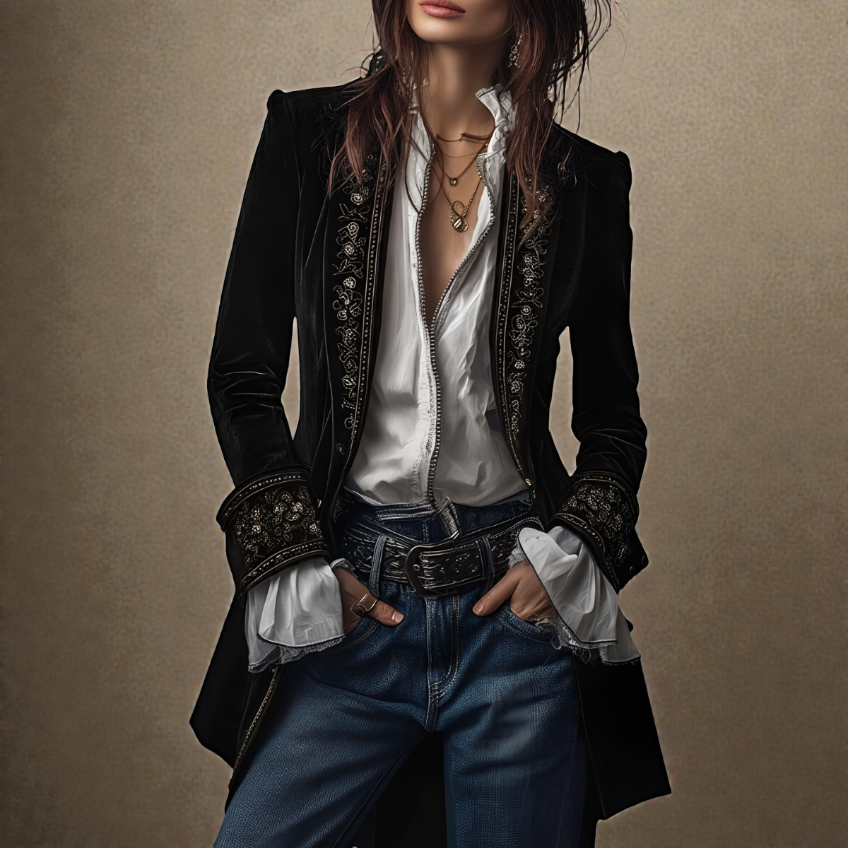 Elena™ | Velvet Statement Blazer