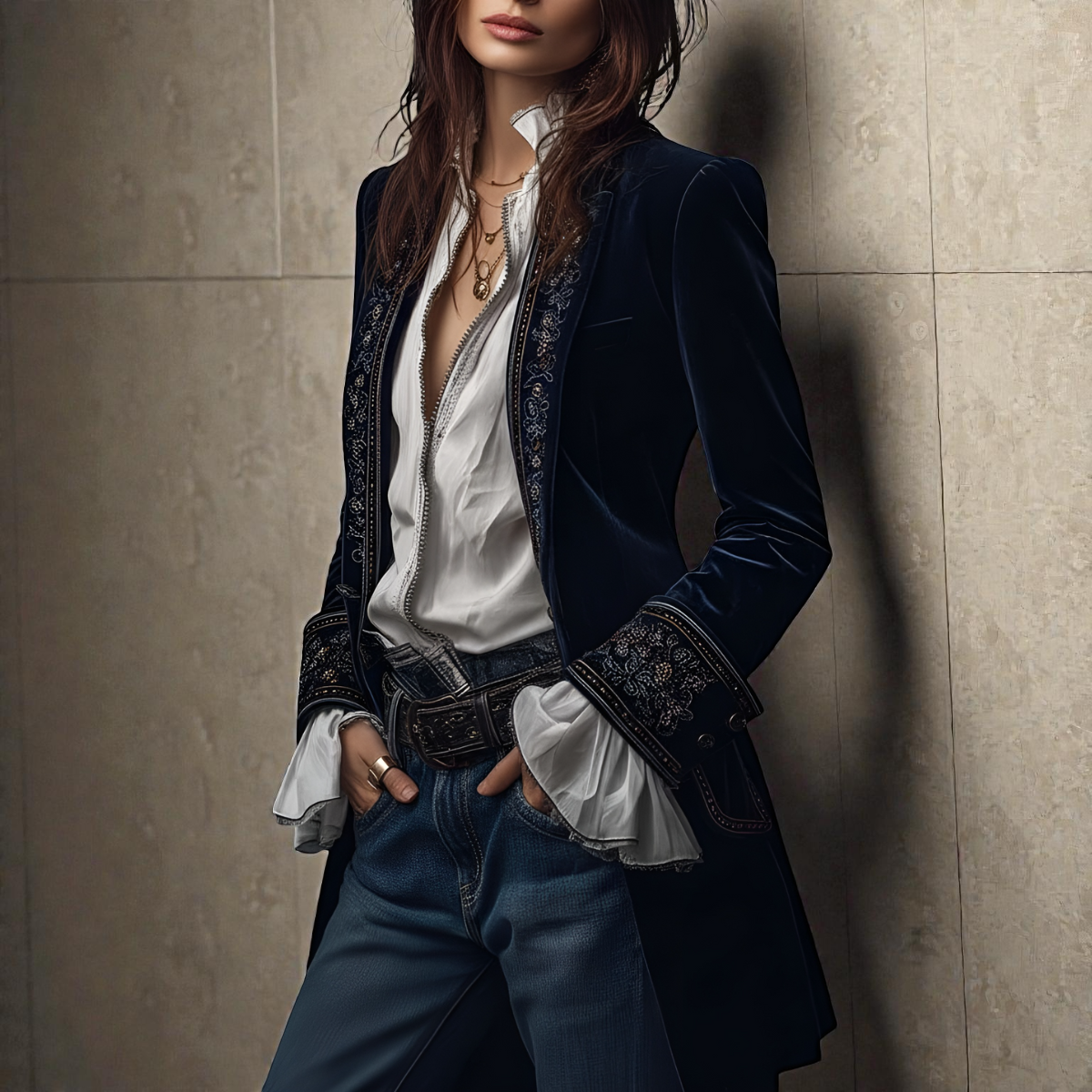 Elena™ | Velvet Statement Blazer