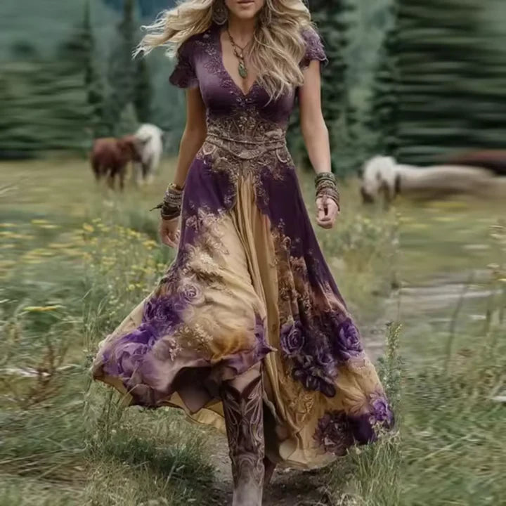 CELESTINE | TAILORED FLOWING FLORAL DRESS