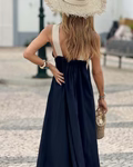 SIENNA | ELEGANT OPEN-BACK DRESS WITH STYLISH CROSSOVER NECKLINE