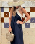 SIENNA | ELEGANT OPEN-BACK DRESS WITH STYLISH CROSSOVER NECKLINE