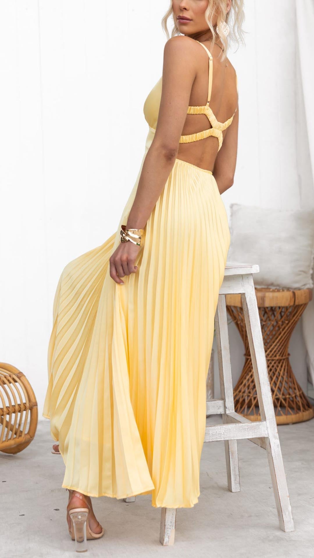 Ivy & Grace™ | Pleated V-Neck Maxi Dress