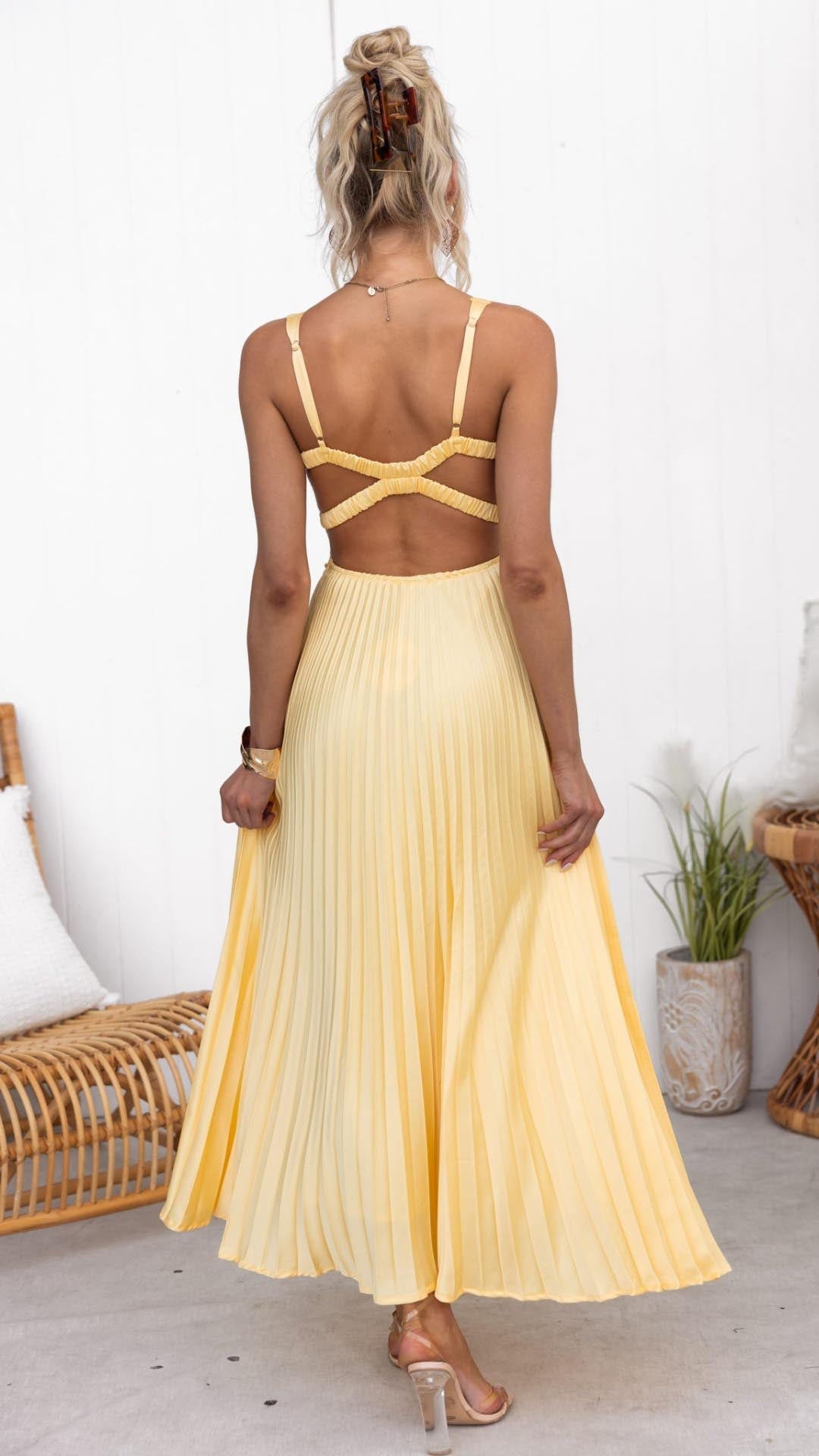 Ivy & Grace™ | Pleated V-Neck Maxi Dress