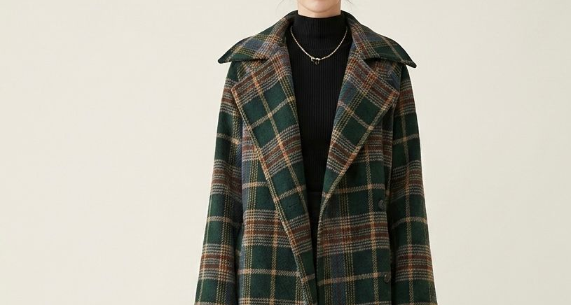 Ivy™ | Forest Green Check Longline Coat
