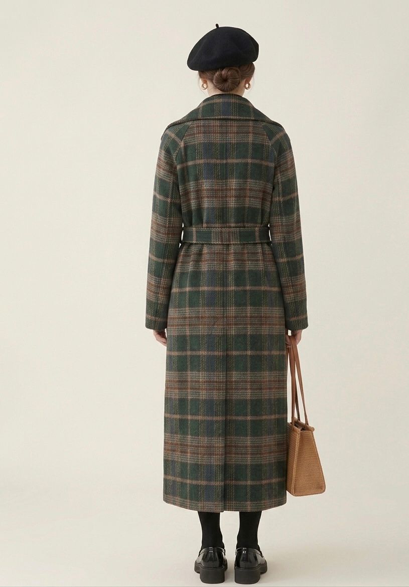 Ivy™ | Forest Green Check Longline Coat