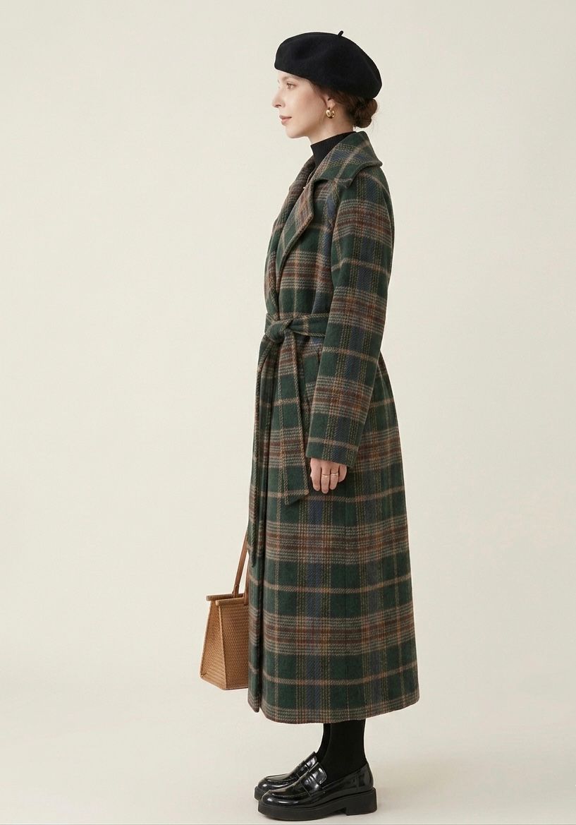 Ivy™ | Forest Green Check Longline Coat