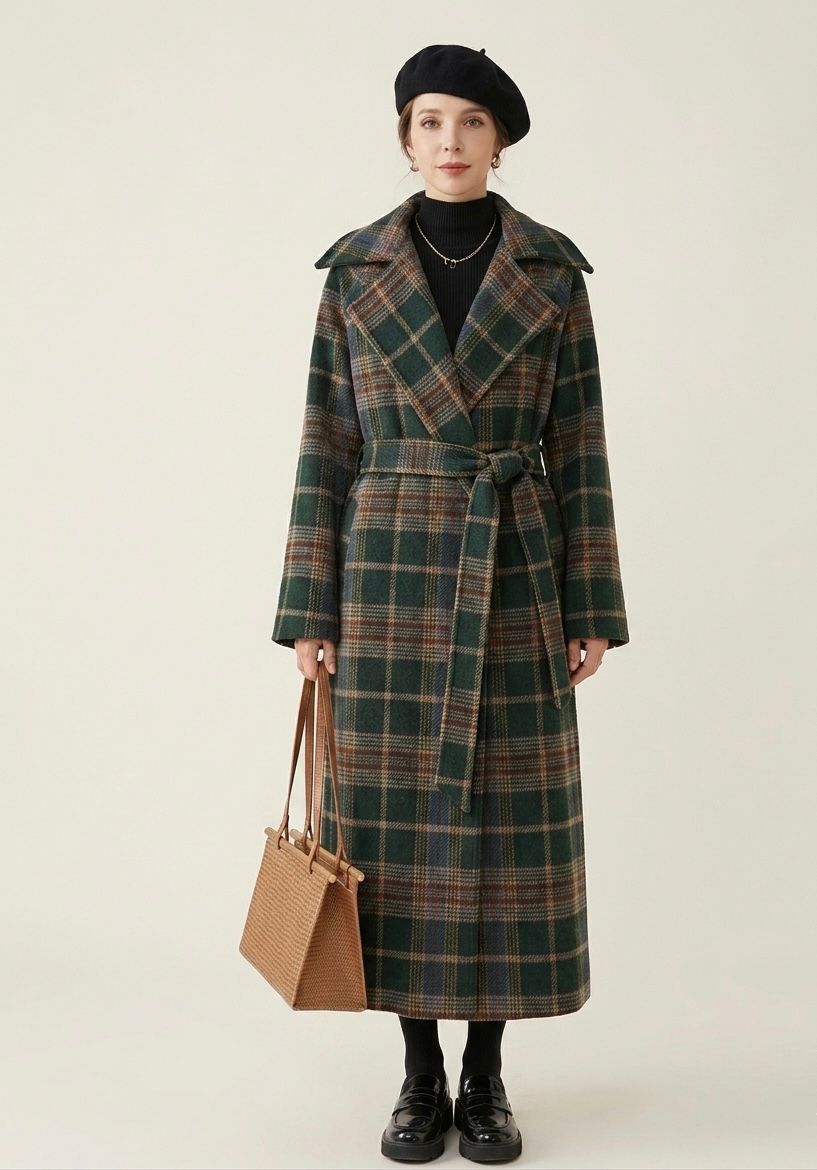 Ivy™ | Forest Green Check Longline Coat