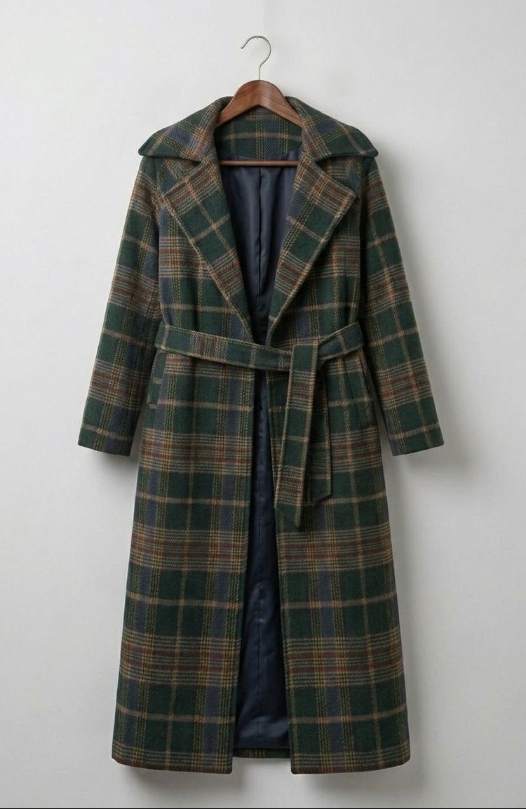 Ivy™ | Forest Green Check Longline Coat
