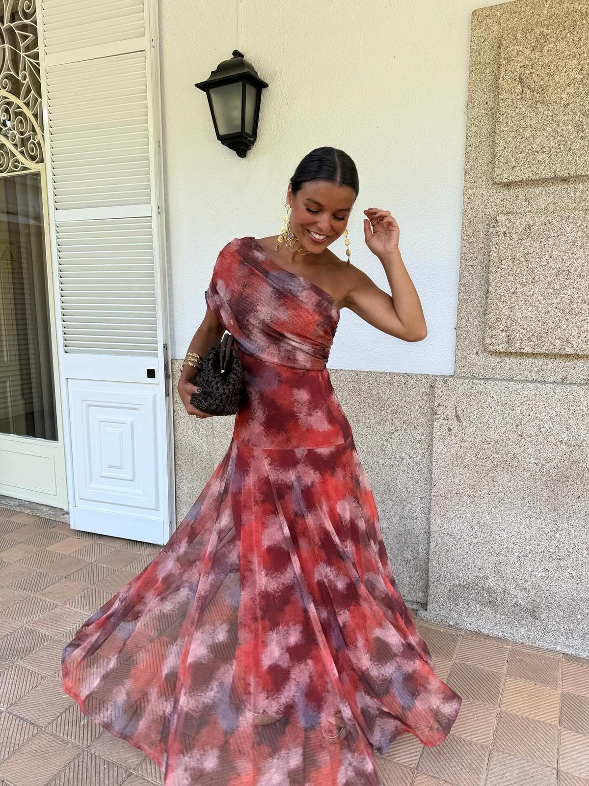 Valentina™ | Watercolor Off-Shoulder Long Dress